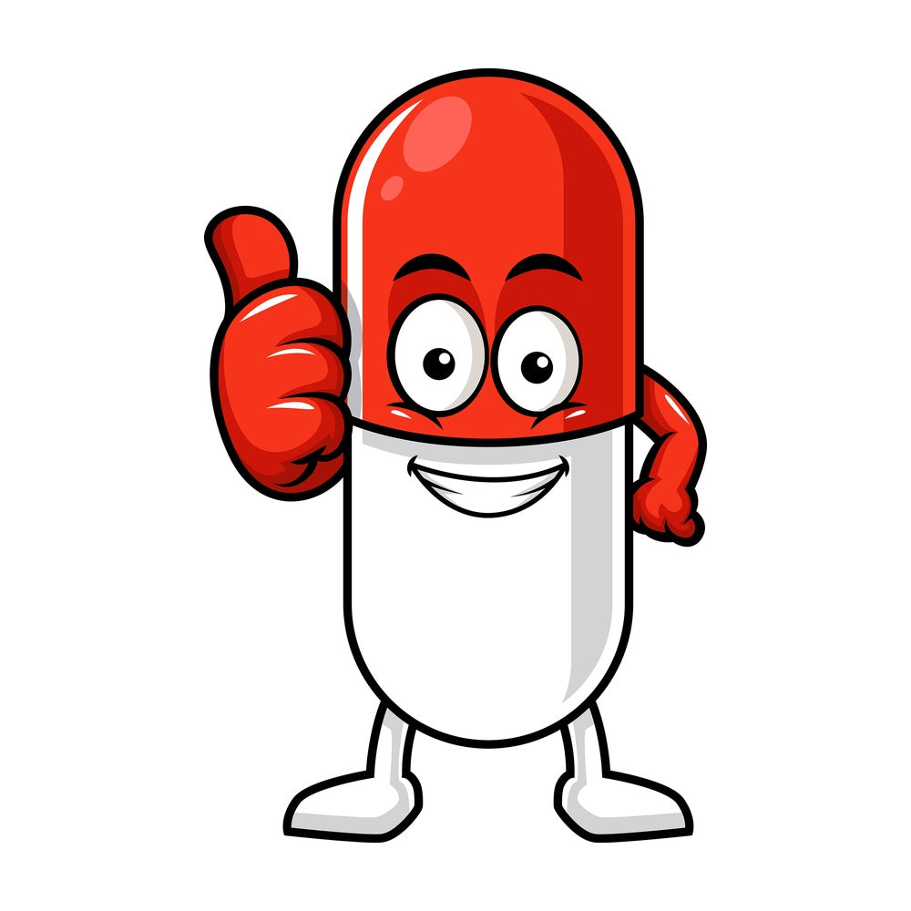 Capsule pill character thumbs up. PNG - JPG and vector EPS (infinitely scalable).