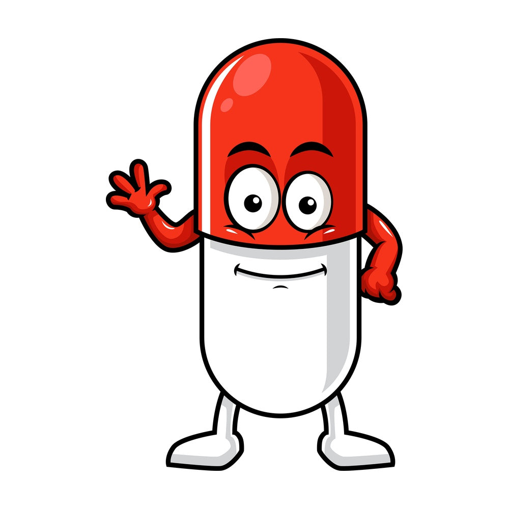 Capsule pill character waving. PNG - JPG and vector EPS (infinitely scalable).