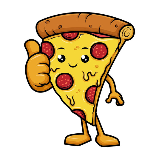 Happy pizza character thumbs up. PNG - JPG and vector EPS (infinitely scalable).
