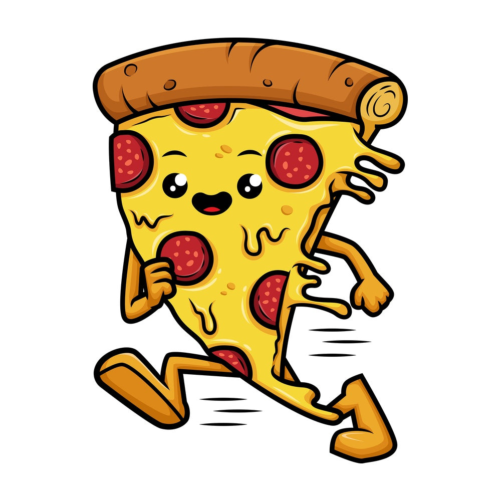 Pizza character running fast. PNG - JPG and vector EPS (infinitely scalable).