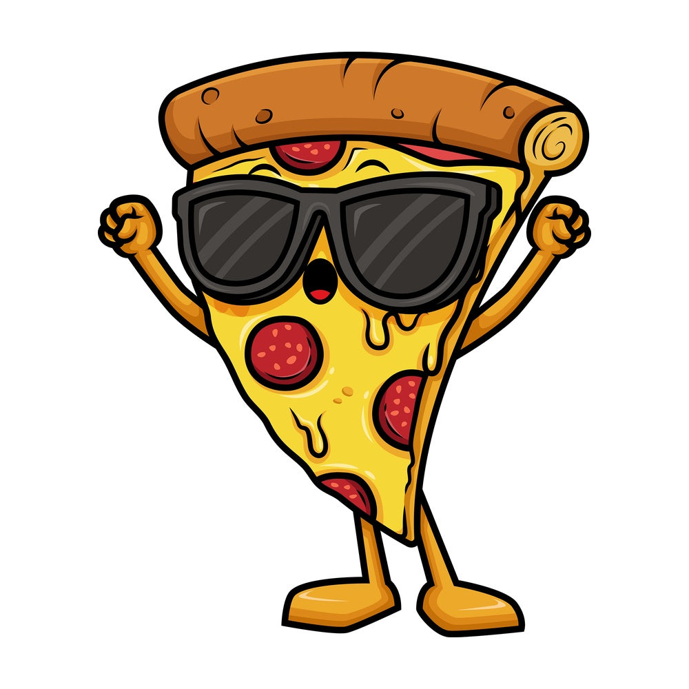 Cool pizza character with sunglasses. PNG - JPG and vector EPS (infinitely scalable).