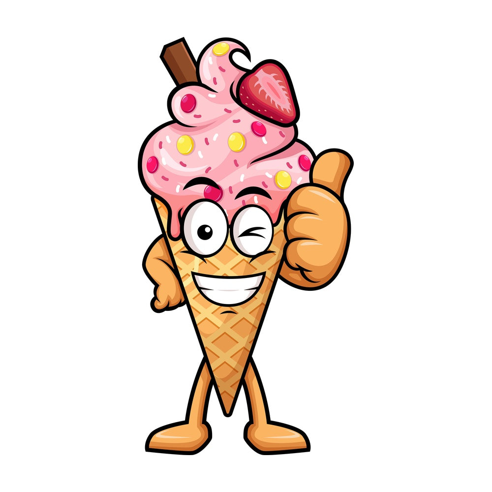 Ice cream cone character winking. PNG - JPG and vector EPS (infinitely scalable).