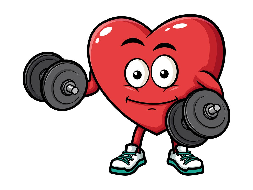 Heart lifting weights. PNG - JPG and vector EPS (infinitely scalable). Image isolated on transparent background.