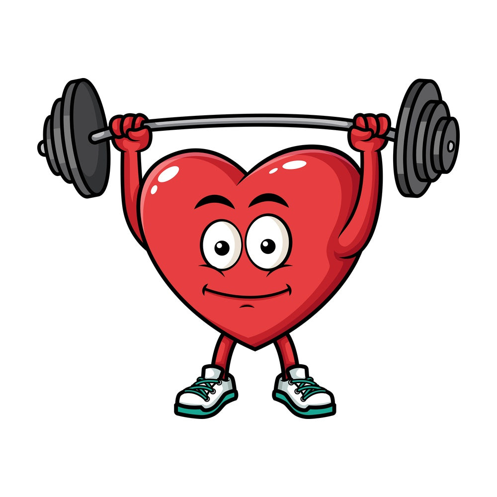 Heart lifting barbell. PNG - JPG and vector EPS (infinitely scalable). Image isolated on transparent background.