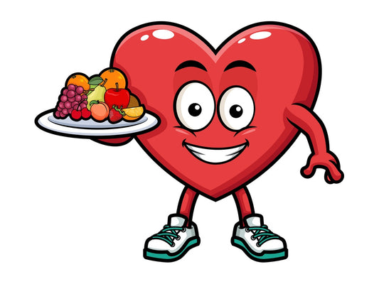 Heart holding healthy foods. PNG - JPG and vector EPS (infinitely scalable). Image isolated on transparent background.