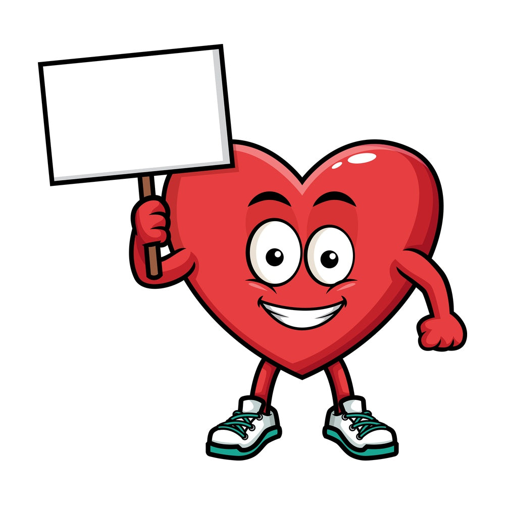Heart holding empty sign. PNG - JPG and vector EPS (infinitely scalable). Image isolated on transparent background.