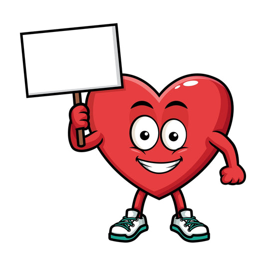 Heart holding empty sign. PNG - JPG and vector EPS (infinitely scalable). Image isolated on transparent background.