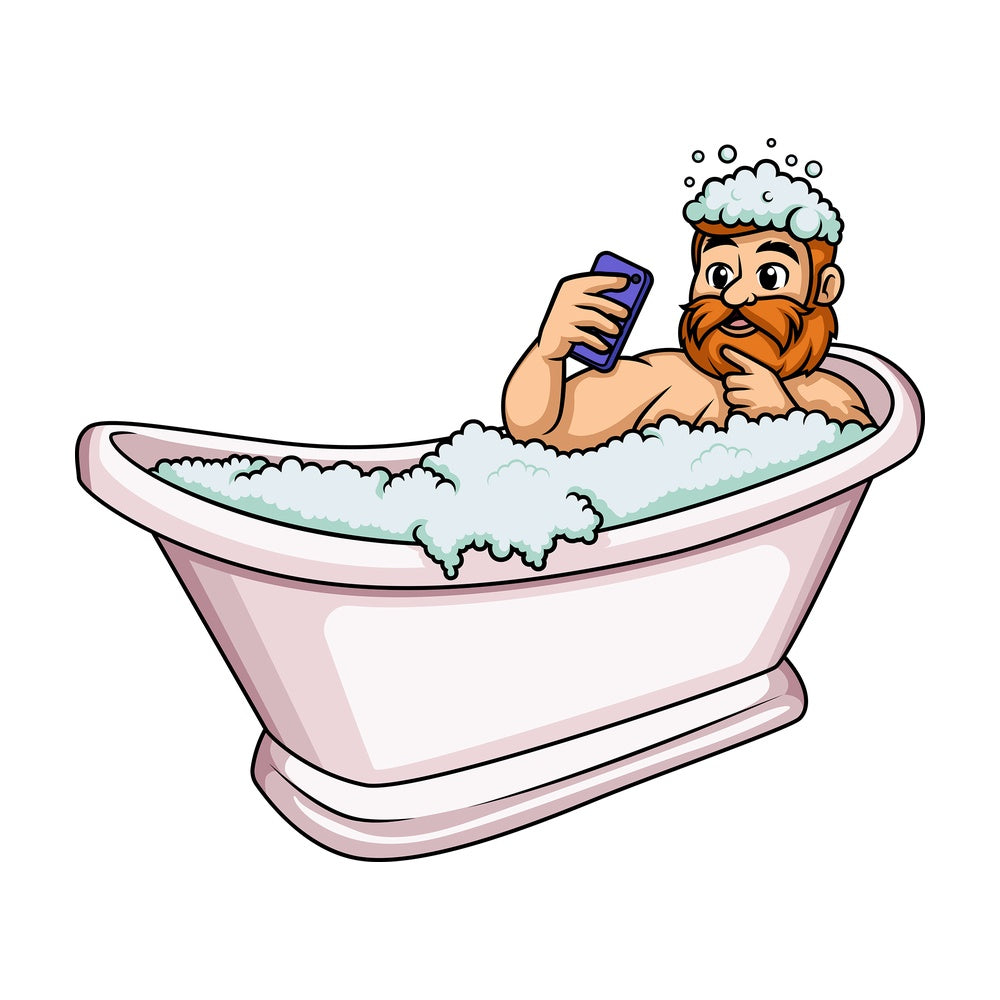 Bearded man having a bath. PNG - JPG and vector EPS (infinitely scalable).