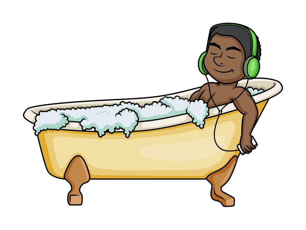 Black man relaxing while bathing. PNG - JPG and vector EPS (infinitely scalable).