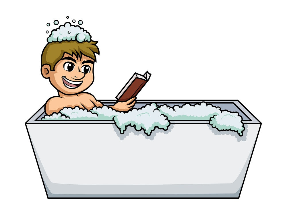 White man reading in the bathtub. PNG - JPG and vector EPS (infinitely scalable).