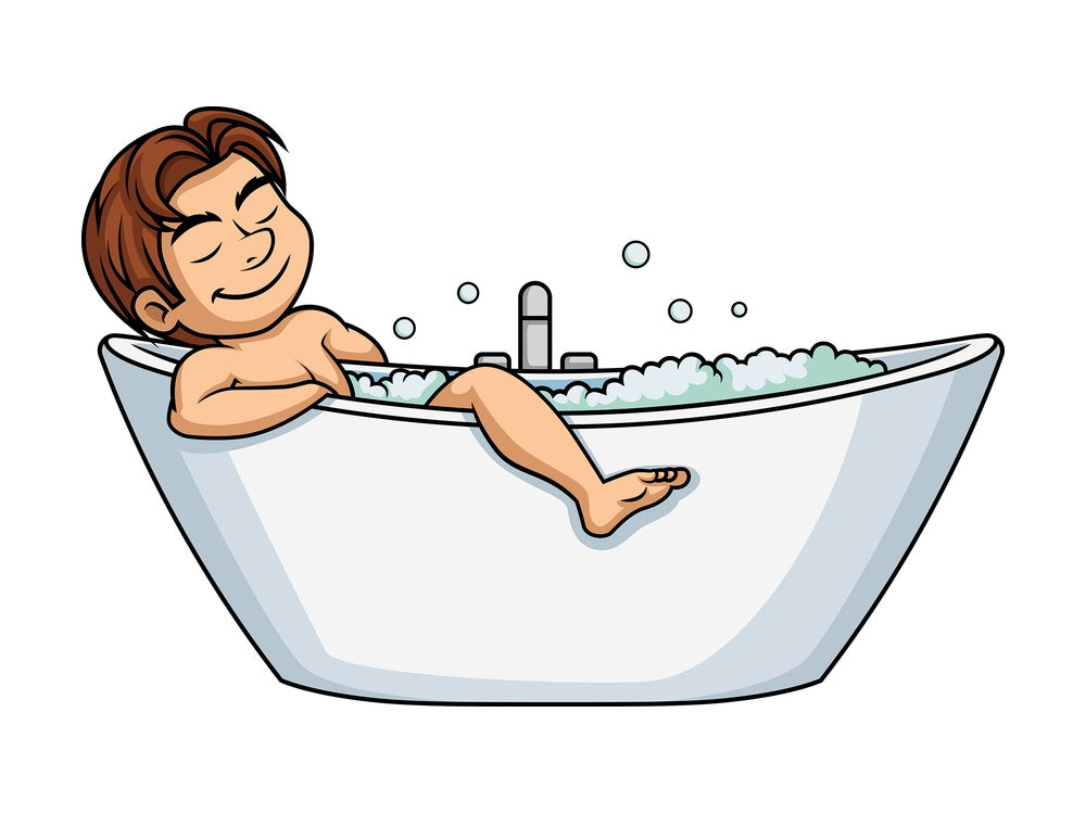 Man falling asleep in the bathtub. PNG - JPG and vector EPS (infinitely scalable).