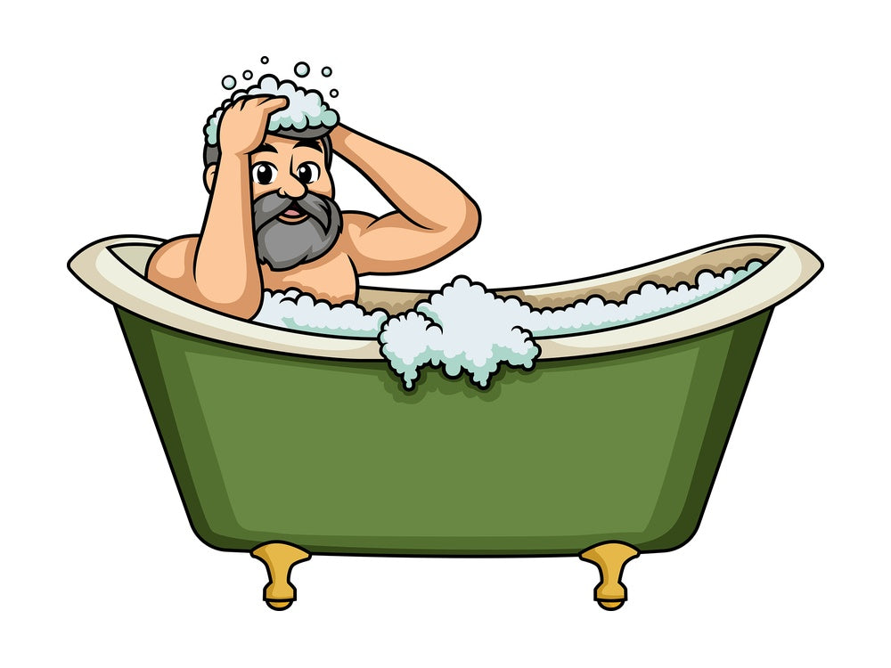 Caucasian man washing his hair. PNG - JPG and vector EPS (infinitely scalable).