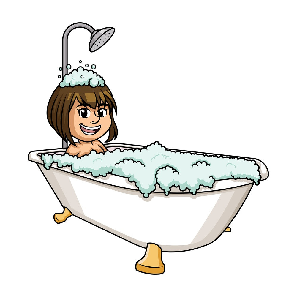 Caucasian woman having a bath. PNG - JPG and vector EPS (infinitely scalable).