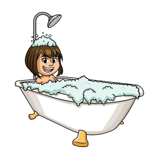 Caucasian woman having a bath. PNG - JPG and vector EPS (infinitely scalable).