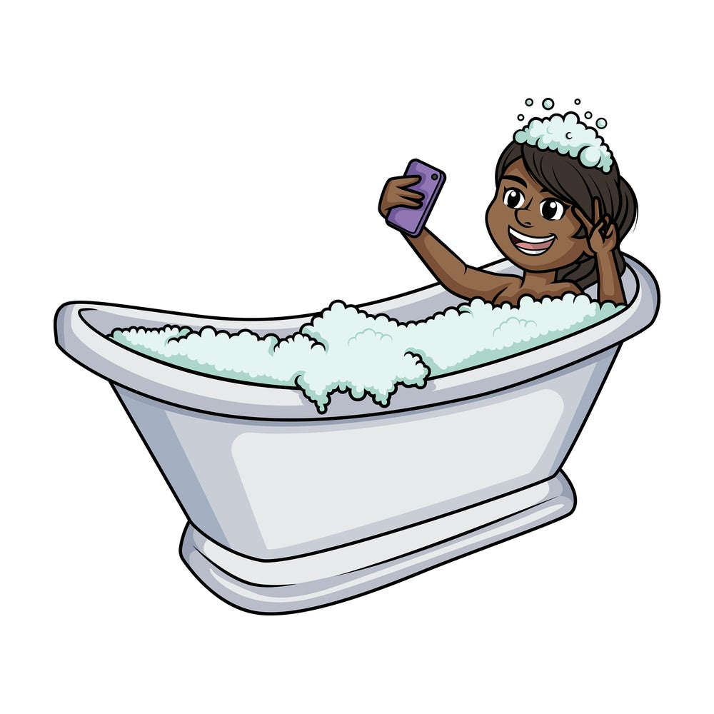 Black woman having a bath. PNG - JPG and vector EPS (infinitely scalable).