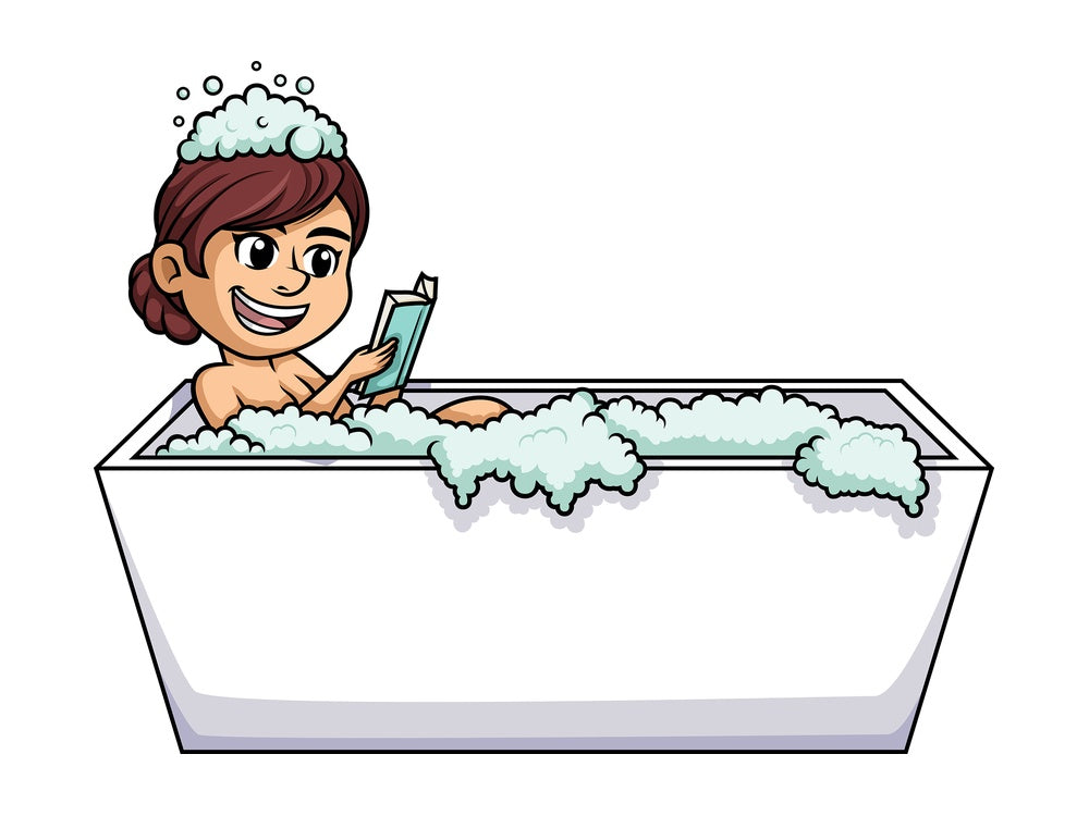 Woman reading book in the bathtub. PNG - JPG and vector EPS (infinitely scalable).