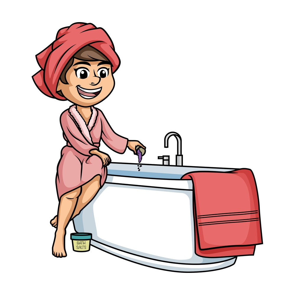 Woman using bath salts. PNG - JPG and vector EPS (infinitely scalable).