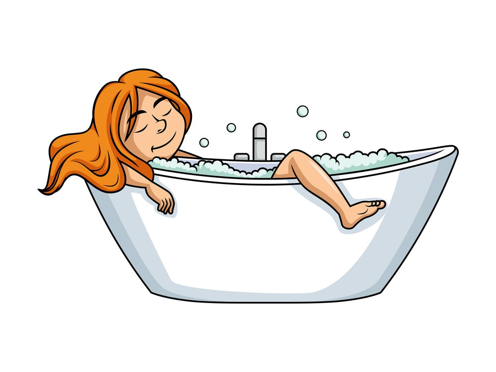 Woman sleeping in the bathtub. PNG - JPG and vector EPS (infinitely scalable).