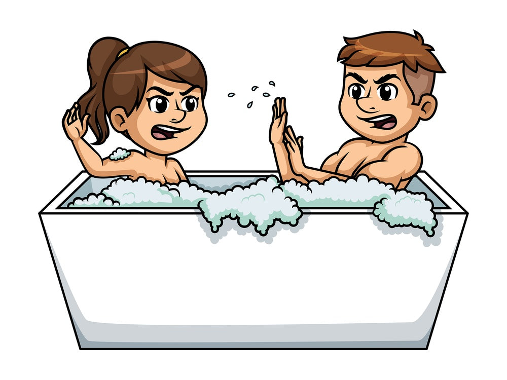 Couple arguing in bathtub. PNG - JPG and vector EPS (infinitely scalable).