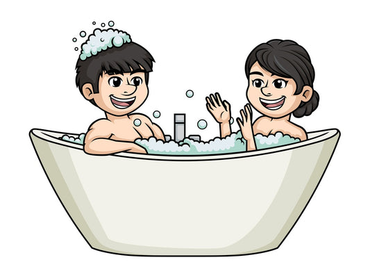 Asian couple in bathtub. PNG - JPG and vector EPS (infinitely scalable).