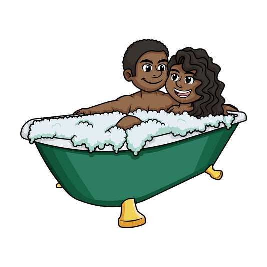African-American couple having a bath. PNG - JPG and vector EPS (infinitely scalable).