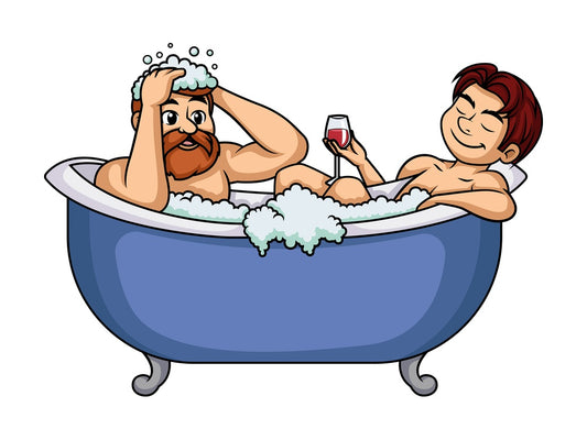 Gay couple in bathtub. PNG - JPG and vector EPS (infinitely scalable).