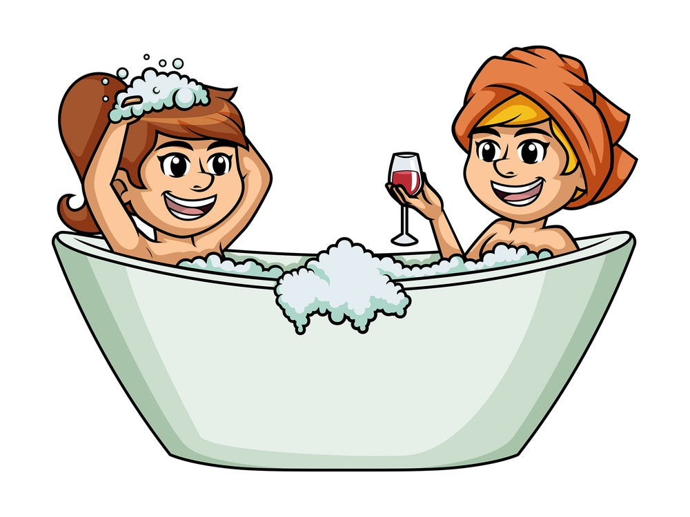 Lesbian couple in bathtub. PNG - JPG and vector EPS (infinitely scalable).