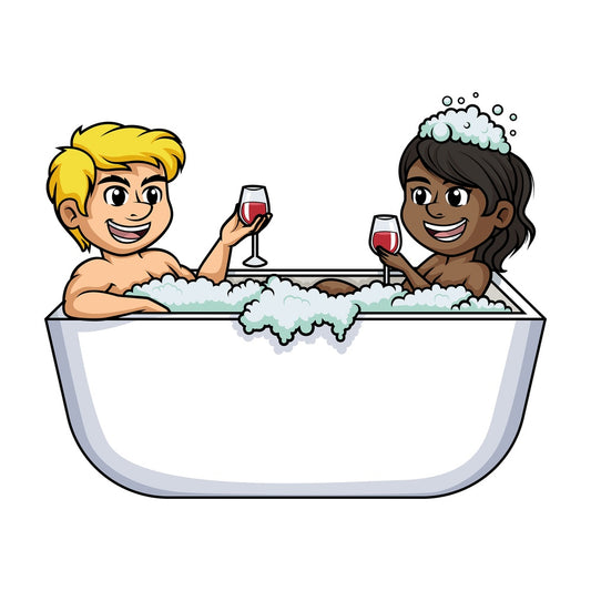 Interracial couple having a bath. PNG - JPG and vector EPS (infinitely scalable).