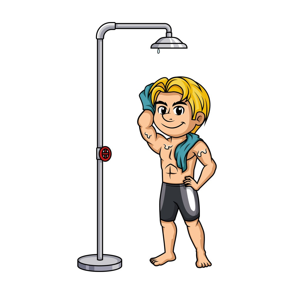 Fit man taking a shower. PNG - JPG and vector EPS (infinitely scalable).