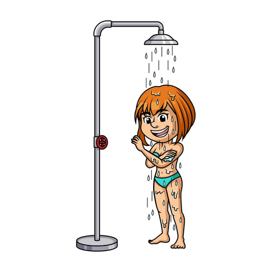 White woman taking a shower. PNG - JPG and vector EPS (infinitely scalable).