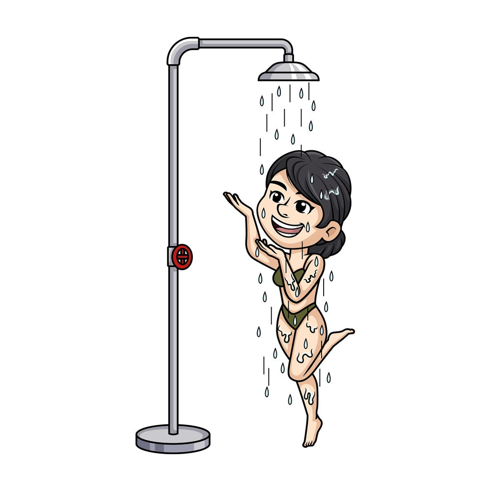 Fit woman taking a shower. PNG - JPG and vector EPS (infinitely scalable).