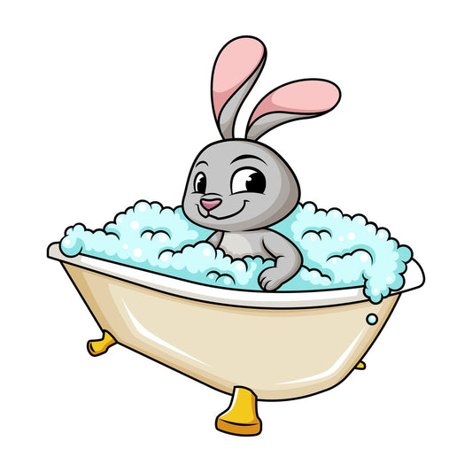 Bunny rabbit having a bath. PNG - JPG and vector EPS (infinitely scalable).