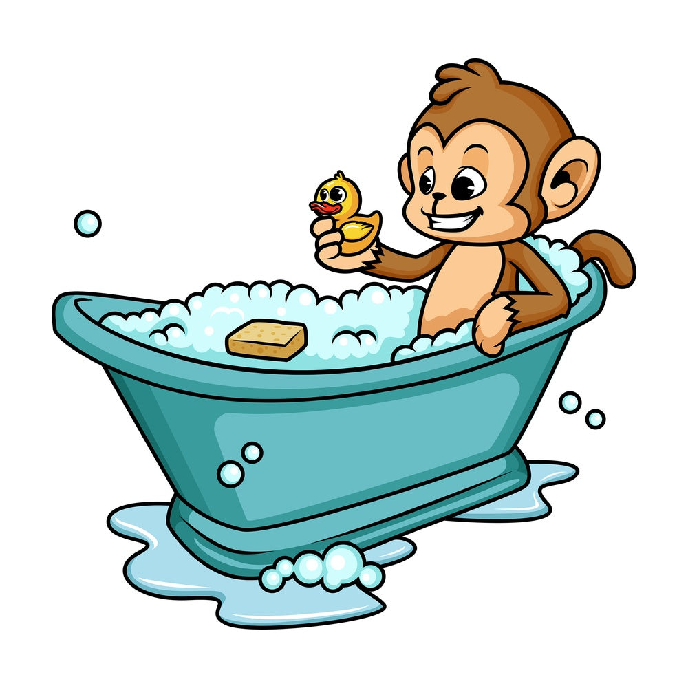 Monkey having a bath. PNG - JPG and vector EPS (infinitely scalable).