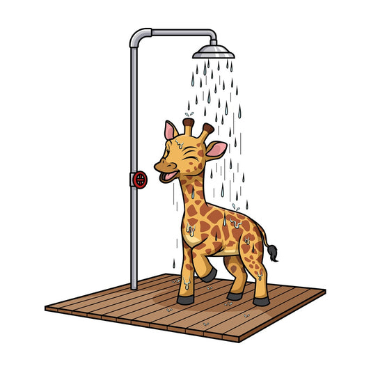 Giraffe showering. PNG - JPG and vector EPS (infinitely scalable).