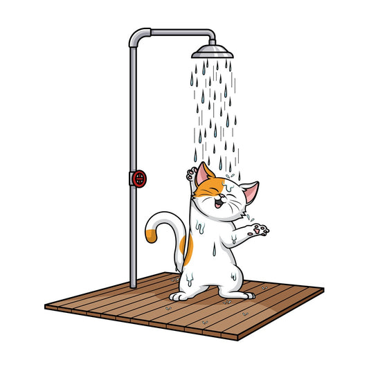 Cat showering. PNG - JPG and vector EPS (infinitely scalable).