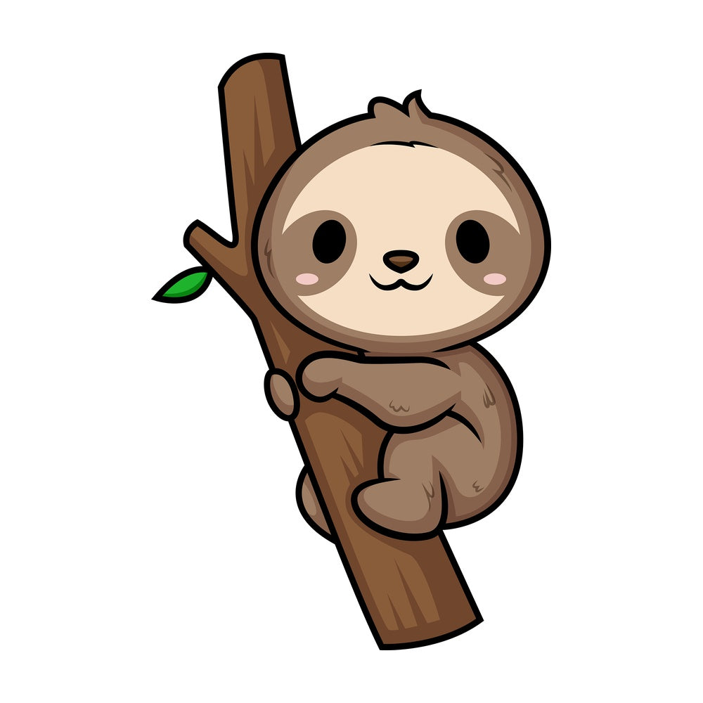 Chibi kawaii sloth. PNG - JPG and vector EPS (infinitely scalable).