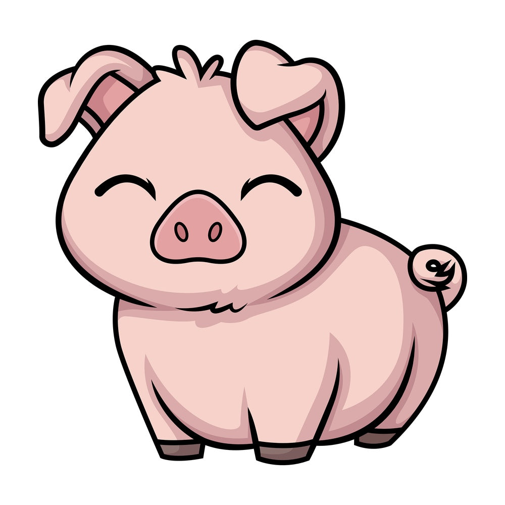 Chibi kawaii pig. PNG - JPG and vector EPS (infinitely scalable).