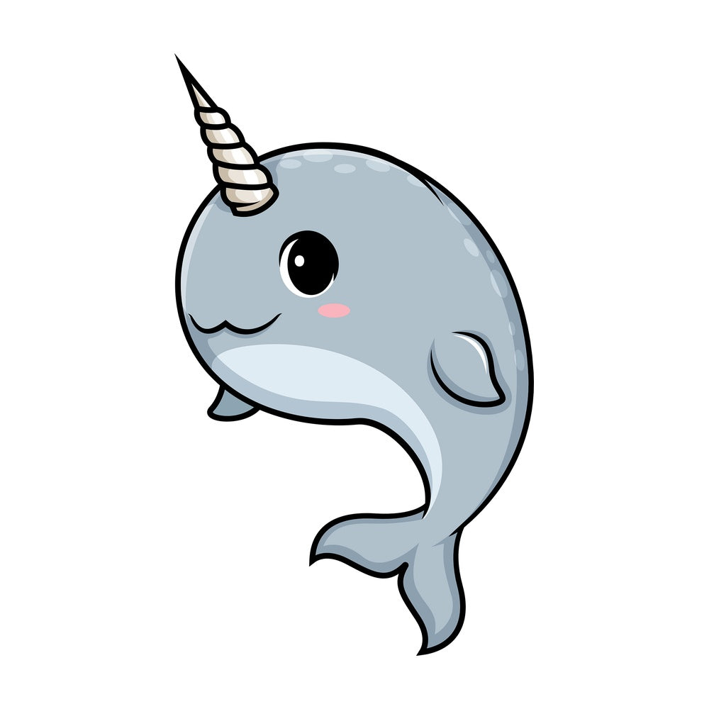 Kawaii narwhal. PNG - JPG and vector EPS (infinitely scalable).