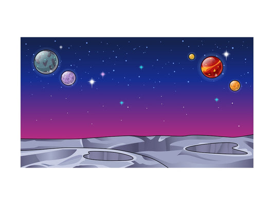 Barren alien world space background in 16:9 aspect ratio. PNG - JPG and vector EPS file formats (infinitely scalable).