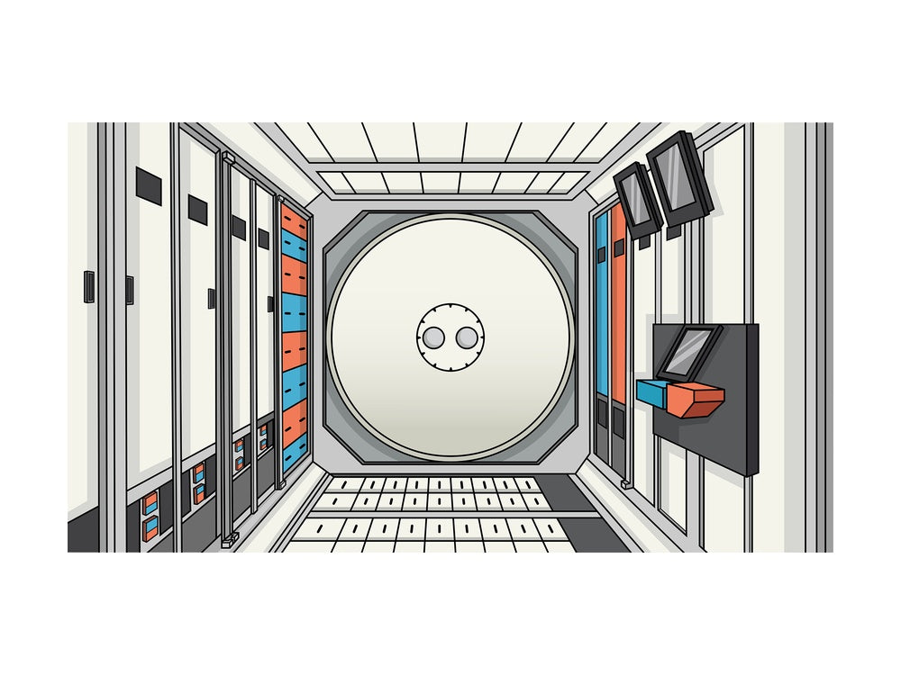 Space station interior background in 16:9 aspect ratio. PNG - JPG and vector EPS file formats (infinitely scalable).