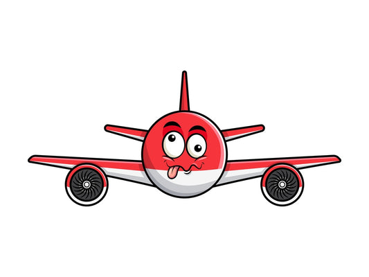 Goofy crazy eyes airplane emoticon. PNG - JPG and vector EPS file formats (infinitely scalable). Image isolated on transparent background.