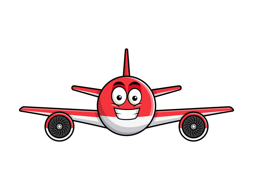 Grinning airplane emoticon. PNG - JPG and vector EPS file formats (infinitely scalable). Image isolated on transparent background.