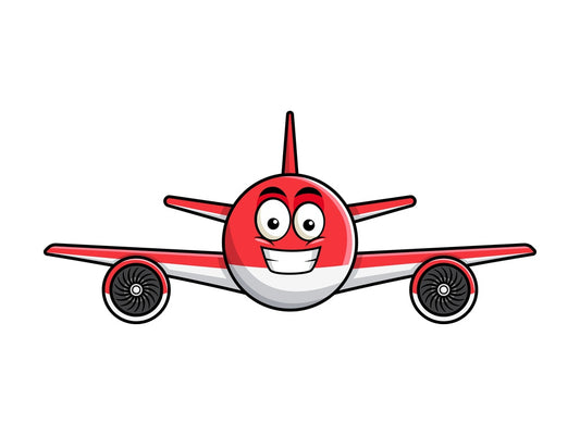Grinning airplane emoticon. PNG - JPG and vector EPS file formats (infinitely scalable). Image isolated on transparent background.