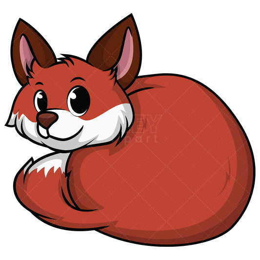 Royalty-free stock vector illustration of a fox curled up.
