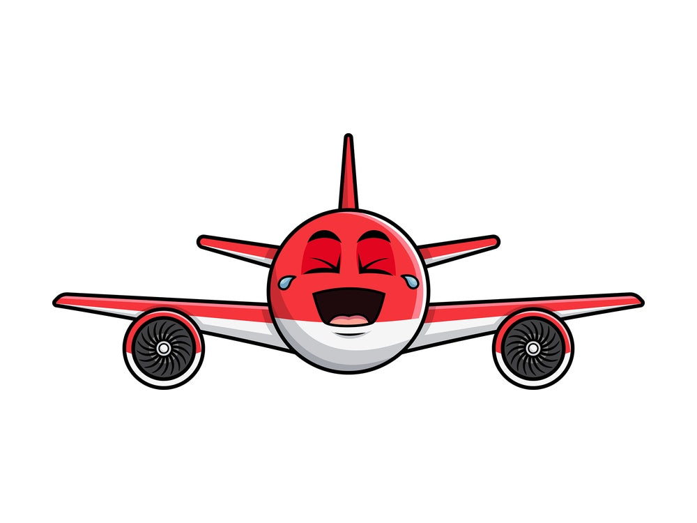 Laughing lol airplane emoticon. PNG - JPG and vector EPS file formats (infinitely scalable). Image isolated on transparent background.