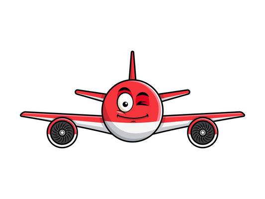 Winking airplane emoticon. PNG - JPG and vector EPS file formats (infinitely scalable). Image isolated on transparent background.