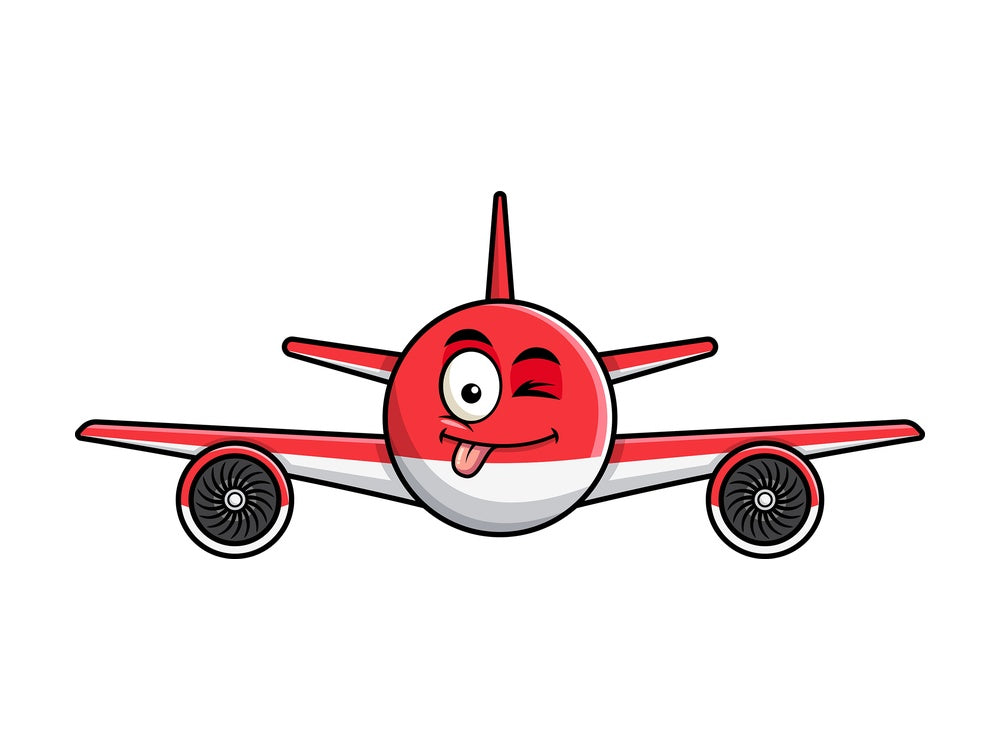 Winking tongue out airplane emoticon. PNG - JPG and vector EPS file formats (infinitely scalable). Image isolated on transparent background.