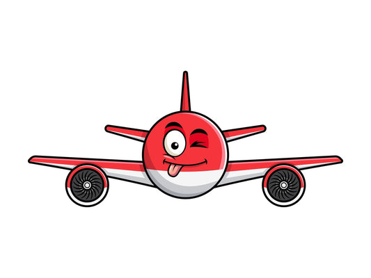 Winking tongue out airplane emoticon. PNG - JPG and vector EPS file formats (infinitely scalable). Image isolated on transparent background.