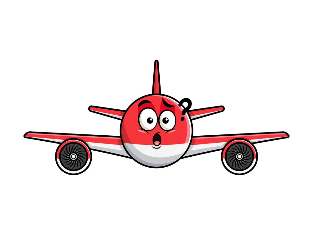Confused airplane emoticon. PNG - JPG and vector EPS file formats (infinitely scalable). Image isolated on transparent background.