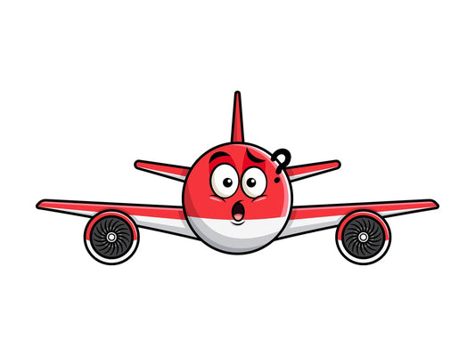 Confused airplane emoticon. PNG - JPG and vector EPS file formats (infinitely scalable). Image isolated on transparent background.